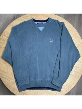Vtg 90's Tommy Hilfiger Sweater Mens Size Large Green Knit Crest Logo Pullover